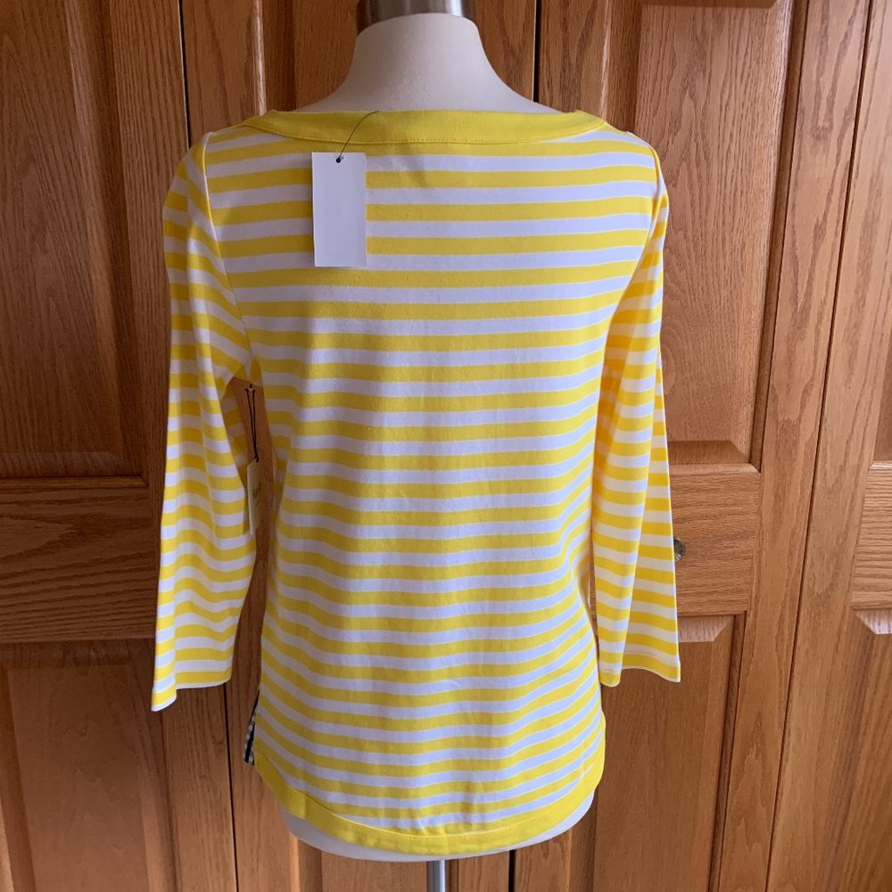 RAFAELLA - Weekend Striped  3/4 Sleeve Tee - NEW with Tag - Picture 7 of 9